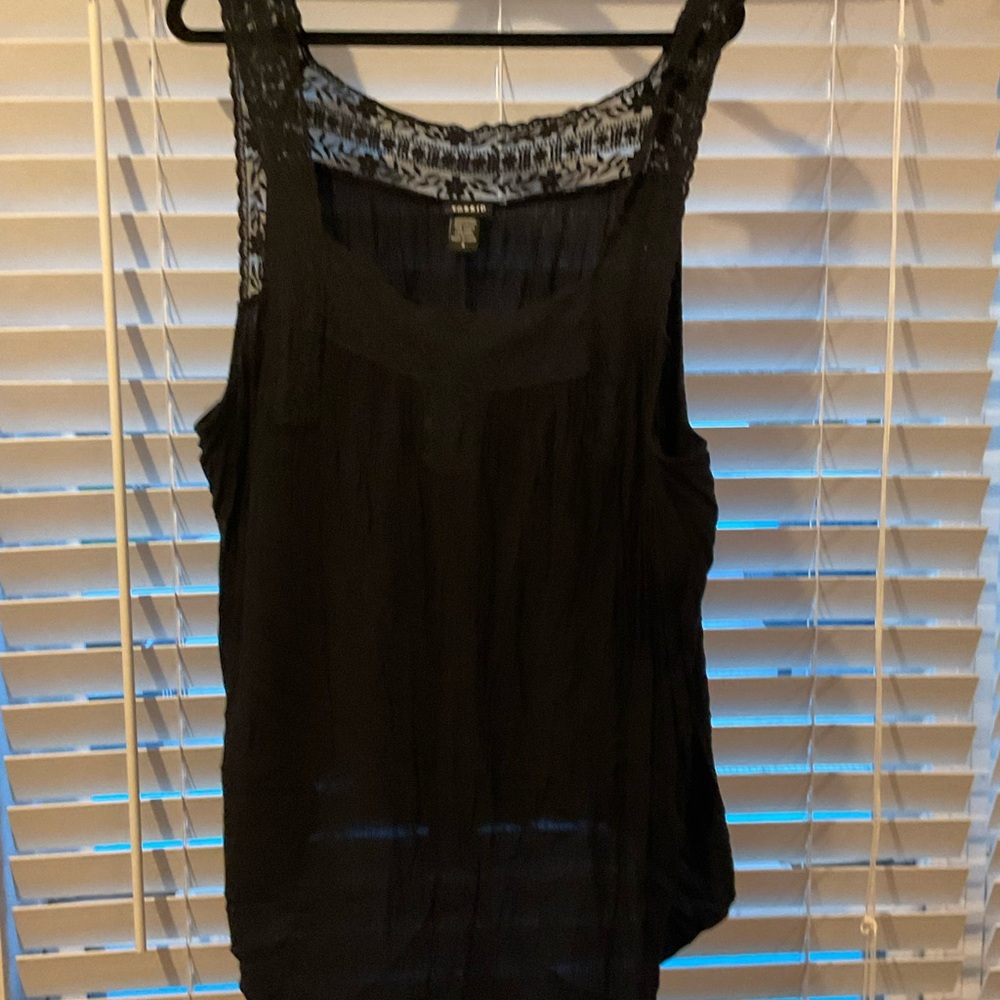 Crochet-Back Black Sleeveless Top - Women's